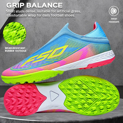 Professional TF Soccer Boots Unisex Youth Adult PU Fabric Upper Rubber Sole Non-slip Training Cleats