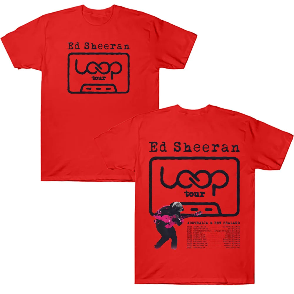 2026 New Ed Sheeran LOOP Australian Tour T Shirts Summer Fashion Women Men Streetwear Hip Hop Singer T-shirts for Fan Gifts