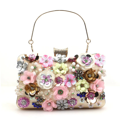 Fashion Women Bags Flower Diamonds Embroidery Small Clutch Luxury Lady Handbags Evening Bags New Arrival Chain Shoulder Purse