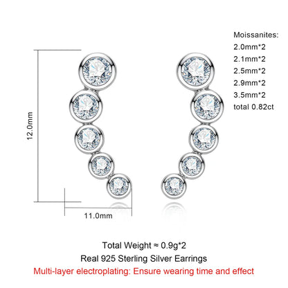 0.82cttw Moissanite Stud Earrings 925 Sterling Silver Gold Plated Classic Bezel Smile Earrings for Women Jewelry Gifts