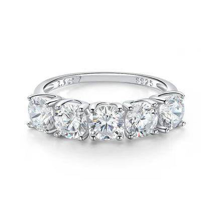 2.5/5CTTW D Color Genuine Moissanite Rings for Women 5 Gemstone Bridal Wedding Jewelry 925 Sterling Silver Wholesale Ring
