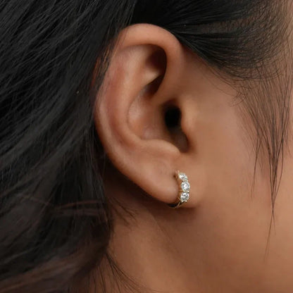 925 Sterling Silver D/VVS1 Moissanite Hoop Earrings for Women 0.9cttw Diamond Round Earrings Classic Wedding Party Gift