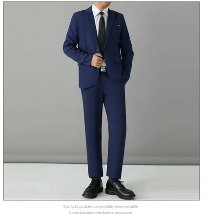 S-8XL Suit Men's Fashion Casual Outdoor (Blazer+ Pants) Gentleman Business Wedding Slim-fit Formal British Style Wedding Suit