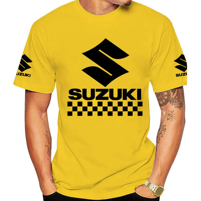 2026 Summer New Racing Motorcycle 100% Cotton Trendy Men T-shirt Daily Outdoor Sports Casual Loose Street Short-sleeve