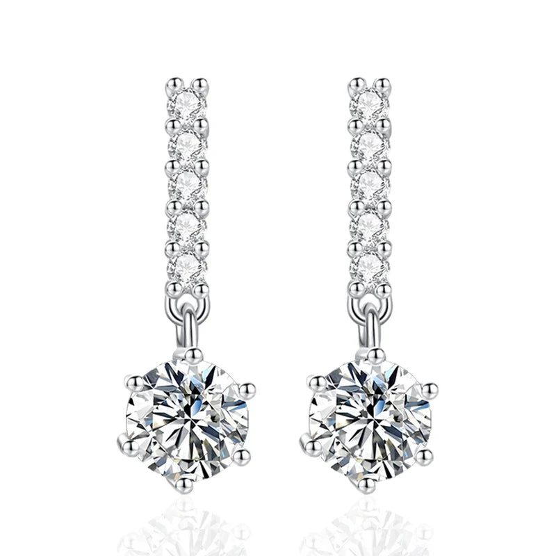 1ct 6.5mm Moissanite  Studs Earrings S925 Sterling Silver with Gold Plated Drop Earrings Wedding Party Fine Jewelry