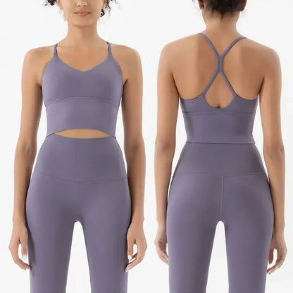 Women's Naked Feeling Sports Bra and Leggings Two Piece Set - High Waist Gym Outfits for Female Fitness, Activewear Sports Sets