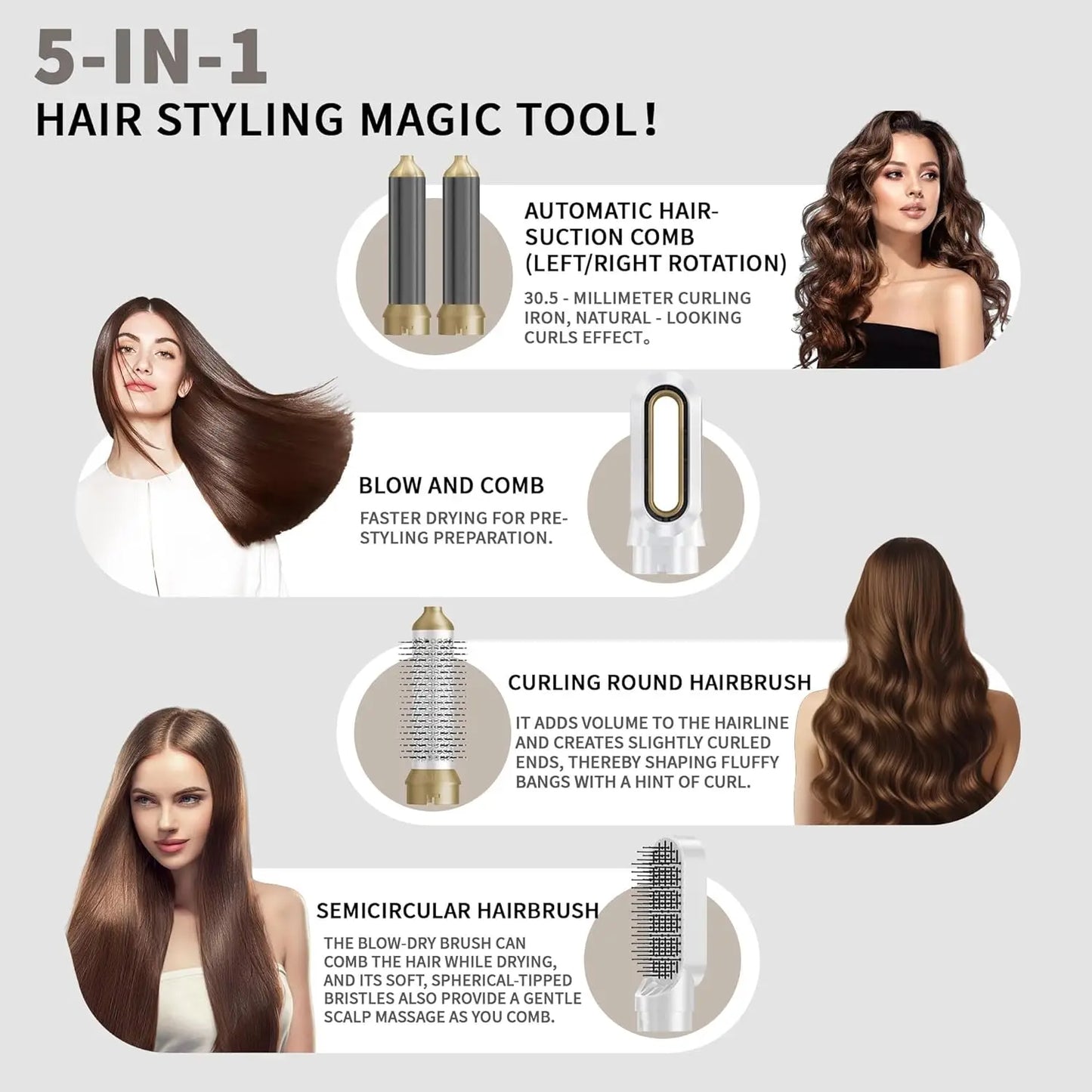 Multi-Functional 5-In-1 Curling And Straightening Comb Hair Accessories Styling Tools And Equipment Hair Dryer For Dyso Gift