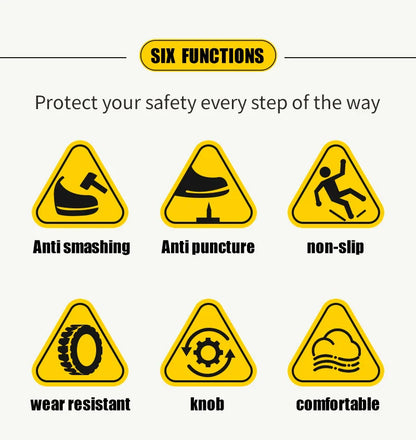 Men's Steel Head Safety Shoes Puncture And Smash Resistant Lightweight Sole Breathable Upper for Outdoor Workshop Work Shoes
