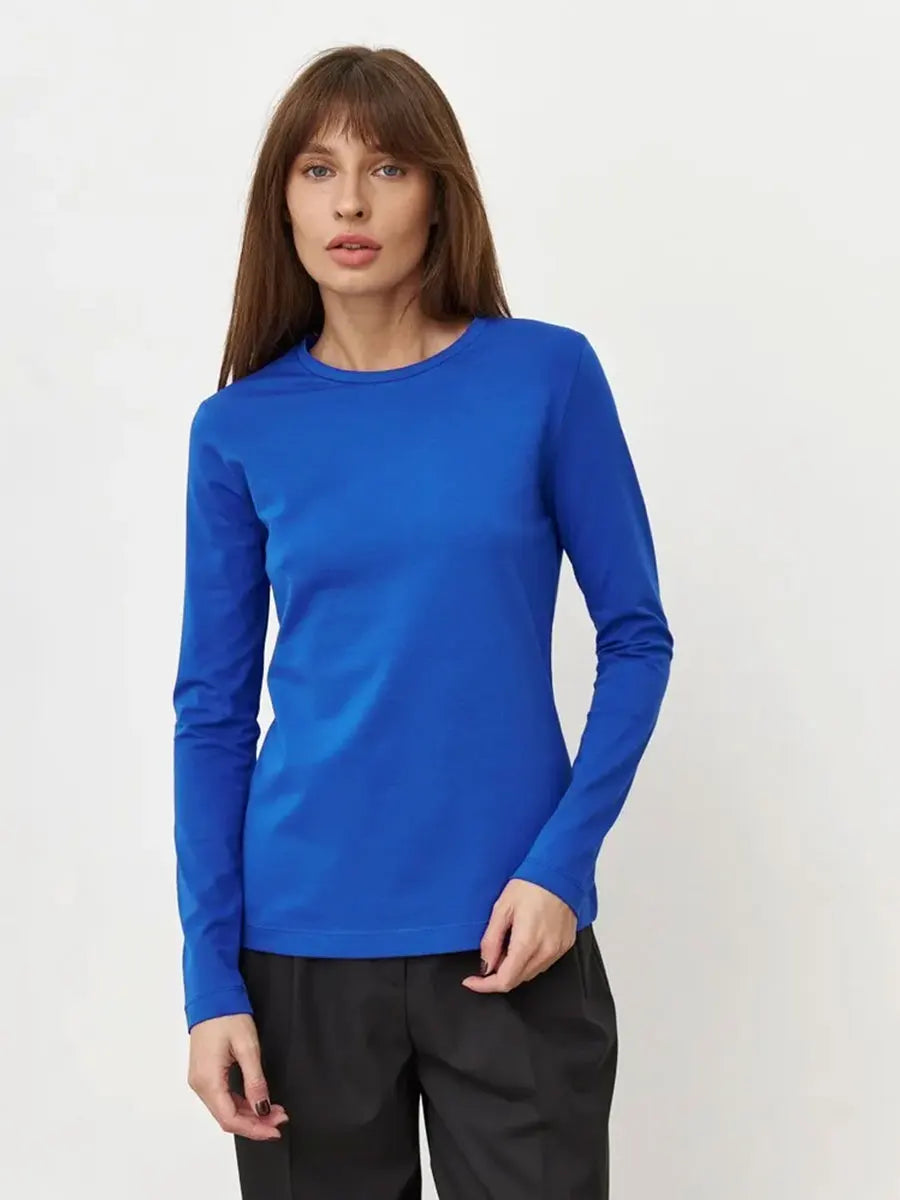 Women's Spring Autumn 100% Cotton T-shirt Bottoming Basic Solid Lady Long Sleeve Loose Tops Shirts Oversized T Shirt