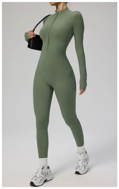 Zipper Jumpsuit Women Quick Dry Clothing Sportswear Woman Gym Yoga Sport Sets Spandex Nylon Workout Sets Women Tracksuit