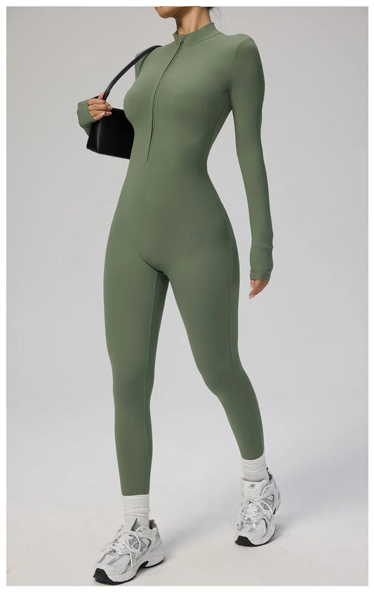 Zipper Jumpsuit Women Quick Dry Clothing Sportswear Woman Gym Yoga Sport Sets Spandex Nylon Workout Sets Women Tracksuit