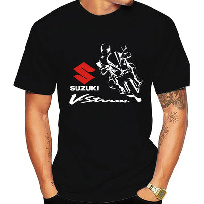 2026 V-Strom Summer New Bestseller 100% Cotton Trend Men T-shirt Daily Outdoor Sports Casual Loose Street Short Sleeve