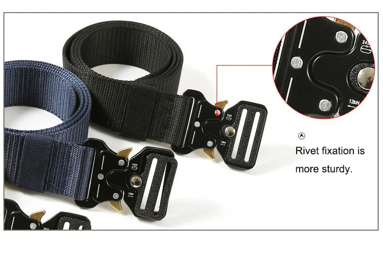 Men Tactical Belt Quick Release Outdoor Zinc Alloy Buckle Belt Soft Real Nylon Sports Hiking Camping Hunting Belt