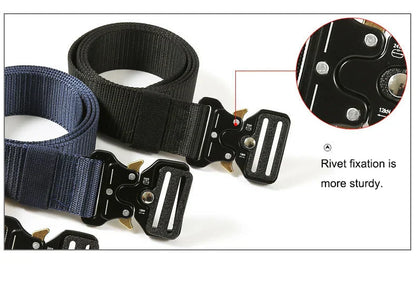Men Tactical Belt Quick Release Outdoor Zinc Alloy Buckle Belt Soft Real Nylon Sports Hiking Camping Hunting Belt