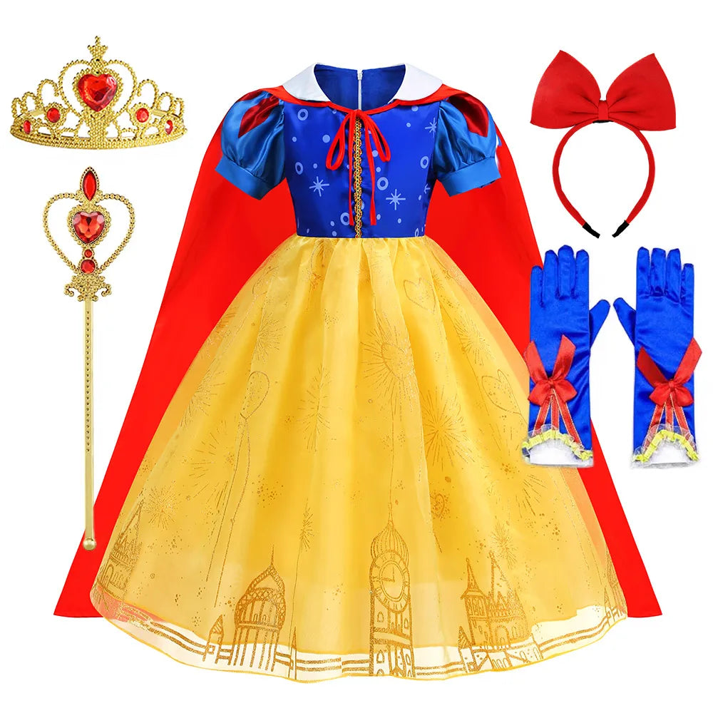 NEW 2024 Snow White Costume Girl Festival Clothing Princess Birthday Ball Gown Kid Prom Party Role Play Dress Halloween Disguise