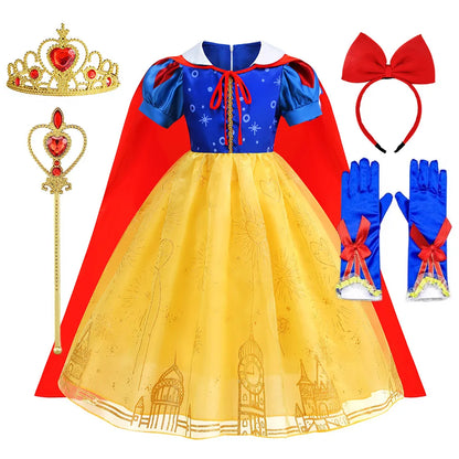 NEW 2024 Snow White Costume Girl Festival Clothing Princess Birthday Ball Gown Kid Prom Party Role Play Dress Halloween Disguise