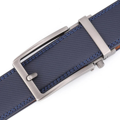 Men's Automatic Buckle Leather Belt, Cowhide, Fake Pin Buckle, No Holes, Fashion, New