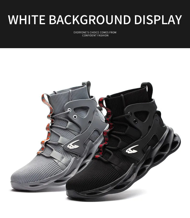 New Breathable Men Boots Anti-smash Work Sneakers Safety Shoes With Steel Toe Cap Indestructible Work Boots Hiking Shoes