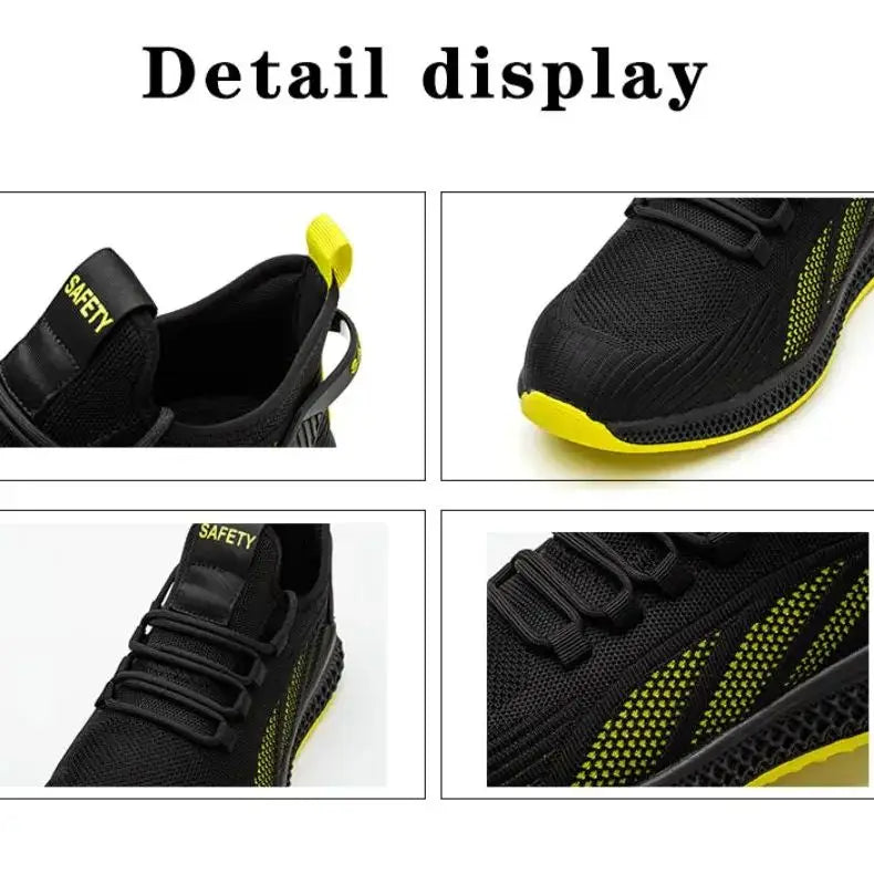 Work Sneakers Men Safety Shoes Construction Steel Toe Work Shoes Safety Boots Men Shoes Anti-Puncture Working Summer Kevlar
