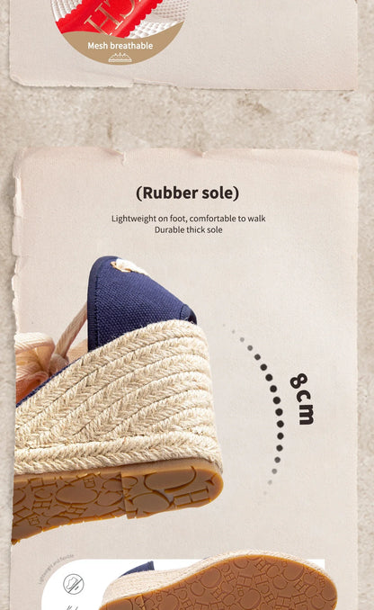 Women's Shoes CARACAS CANVAS WEDGES Luxury Brand Heeled Sandals Straw Fabric Casual shoeses