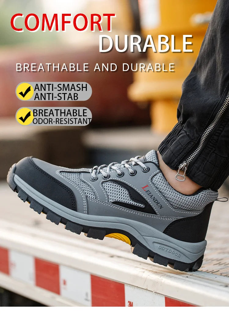 Men's Tactical Safety Shoes Breathable Steel Toe Puncture Resistant Work Shoes Wear-Resistant Protective Footwear