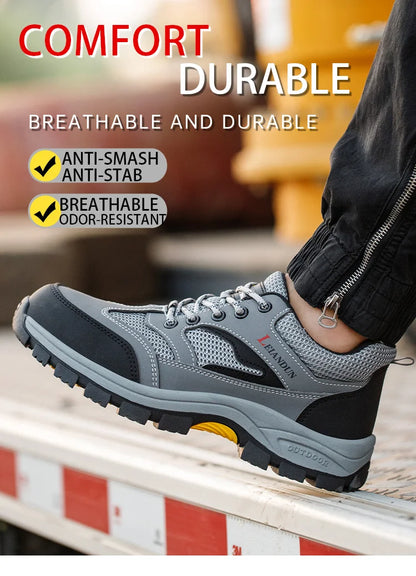 Men's Tactical Safety Shoes Breathable Steel Toe Puncture Resistant Work Shoes Wear-Resistant Protective Footwear
