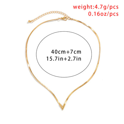 Fashion Simple Flat Snake Clavicle Chain Necklace Men Creative V Shape Pendant Choker Party Jewelry Accessories Gifts