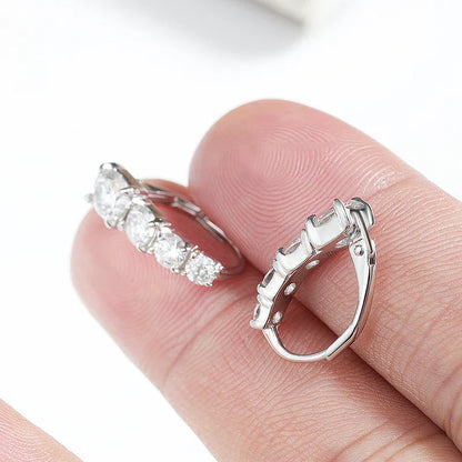 2.2CTTW Gradient Women Moissanite Hoop Earrings Hip-hop Sparkling Pure 925 Sterling Silver Plated 18k Girls Earrings