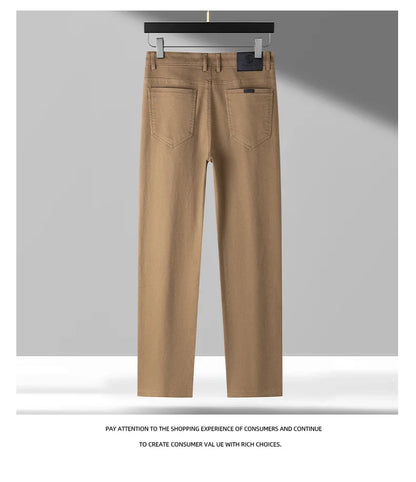 Lyocell Jeans Men Spring Autumn New Fashion Comfortable Straight Long Pants Soft Business Brand Classic Stretch Denim Trousers