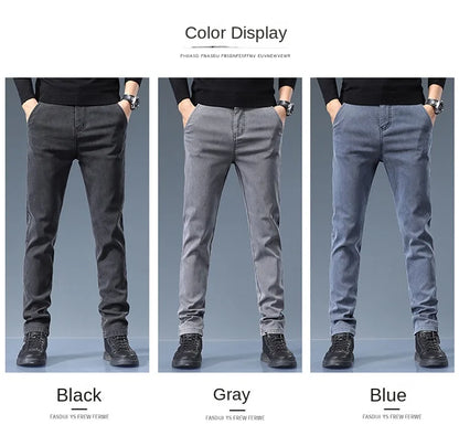 Smil Straight Men Jeans Autumn casual black gray  denim trousers pants for man korea clothing