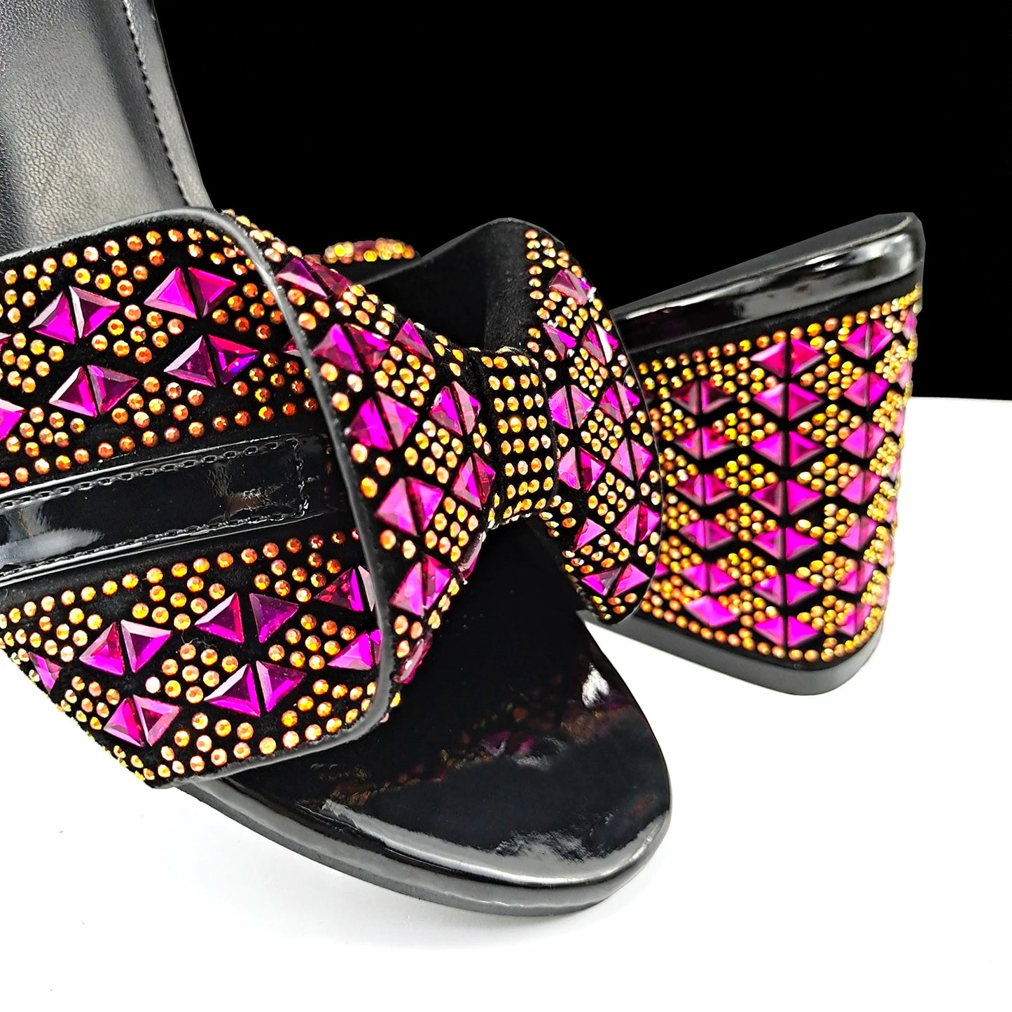 Italian Fashion Banquet Shoes and Bags African Women's Hand Bags with Rhinestone Decoration and Women's High Heels