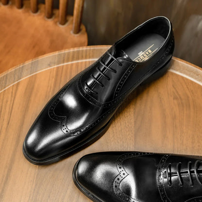 Men Casual Dress Shoes Patchwork Oxford Genuine Leather Formal Shoes for Male Party Dinner British Footwear