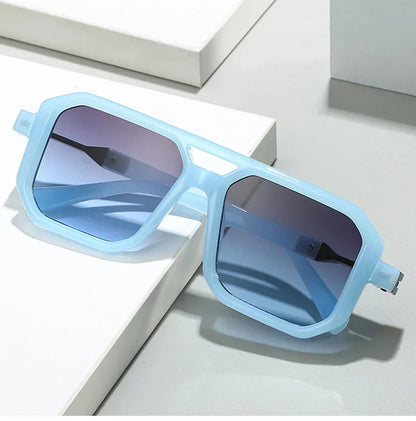 New Double Bridges Square Sunglasses Women Fashion Gradient Shades UV400 Retro Polygon Men Sun Glasses