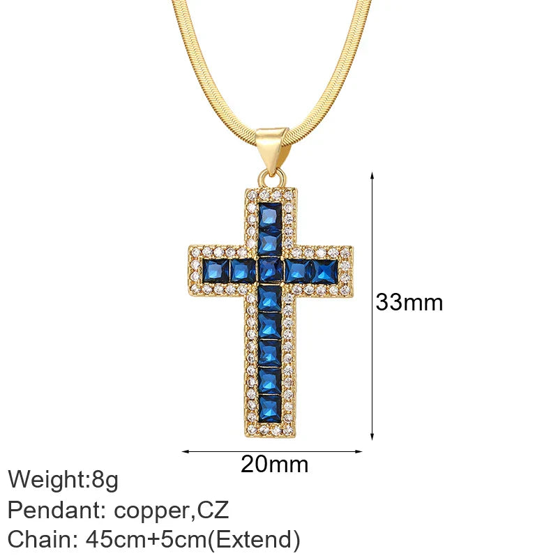 Cross Women's Pendant Collar Gold Color Our Lady Choker Jesus Necklace for Women Long Stainless Steel Chain Amulet Collars