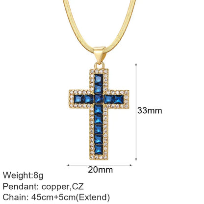 Cross Women's Pendant Collar Gold Color Our Lady Choker Jesus Necklace for Women Long Stainless Steel Chain Amulet Collars