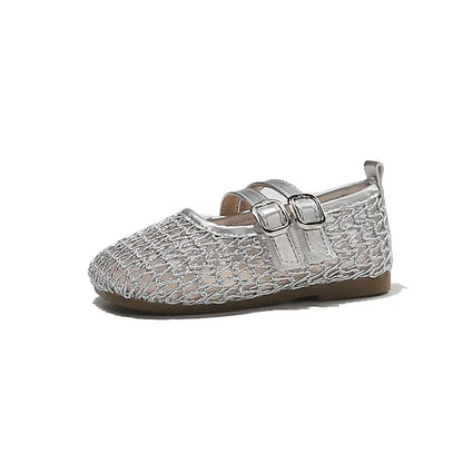 Girls Mesh Sandals Soild Color Versatile Kids Flat Shoes Double Hook&loop 2026 Summer New Children Princess Shoes Korean Style