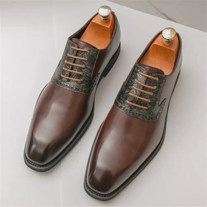 Fashion Designer New Men's Pointed Lace Up Oxford Shoes Male Wedding Dress Homecoming Formal Wedding Footwear