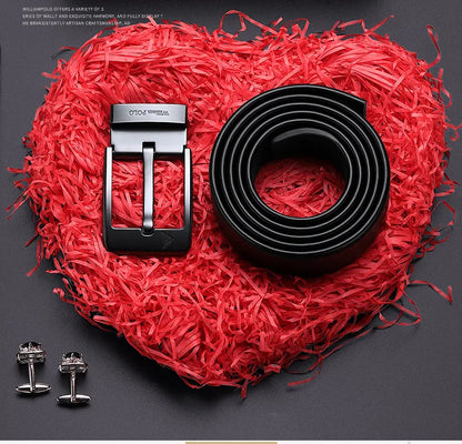Men's leather casual belt, fashionable needle buckle business belt, personalized denim belt