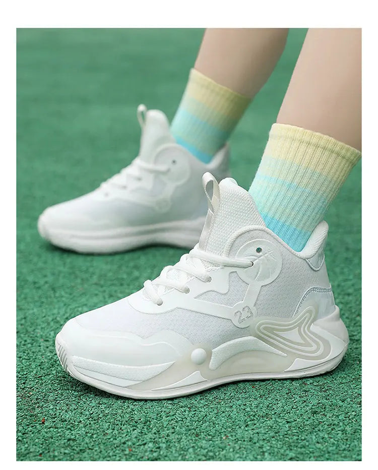 Children Basketball Shoes Breathable Mesh Boys Fashion Sneakers Girls School Sport Shoes Kids Casual Trainers Outdoor Athletic