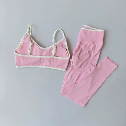 Seamless 2PCS Legging Sets Women's Strappy Sports Bras and Leggings High Waist Fitness Sculpt Leggings Running Pants Gym Suits