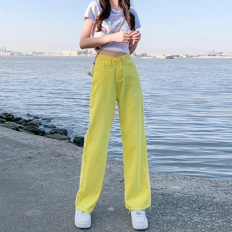 High Waist Women's Jeans Draping Slimming Long Pants