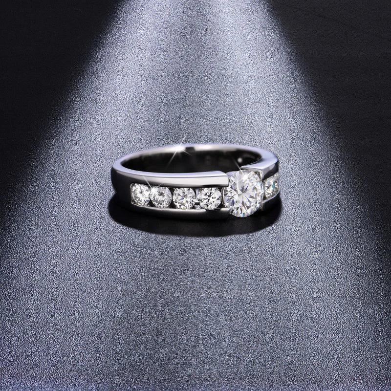 Full Moissanite Wedding Ring for Men 925 Sterling Silver with Gold Plated Eternity Band Man's Lab Diamond Party Rings