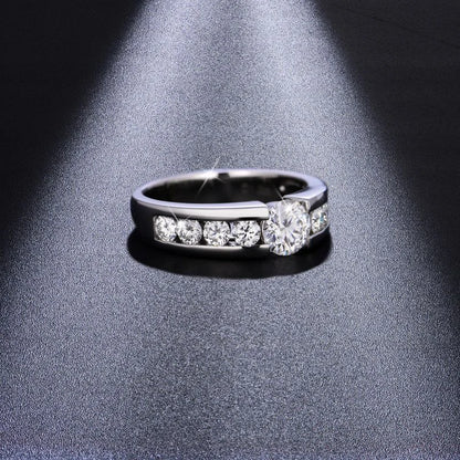 Full Moissanite Wedding Ring for Men 925 Sterling Silver with Gold Plated Eternity Band Man's Lab Diamond Party Rings