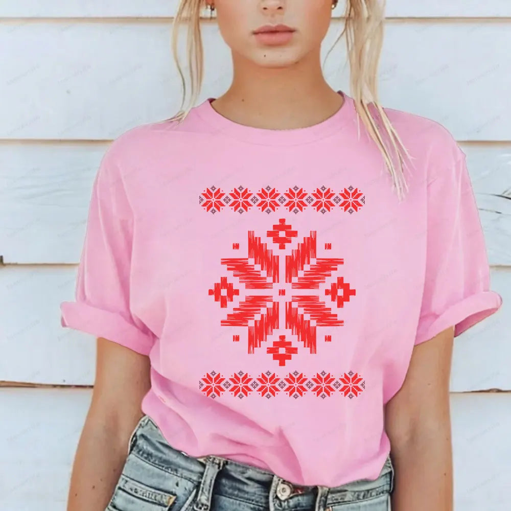 Shirt Ornament Print Shirt Ukraine Shirt Ukrainian T-shirt Gift for Women High Quality Cotton Tops Creativity Style