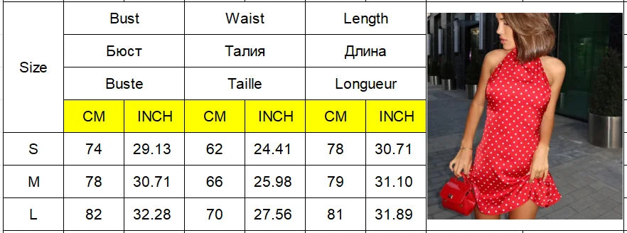 Polka Dot Printed Mini Halter Dress Backless Sleeveless A Line Short Robes Casual Party Vestidos 2025 New Slim Fit Lady Dresses