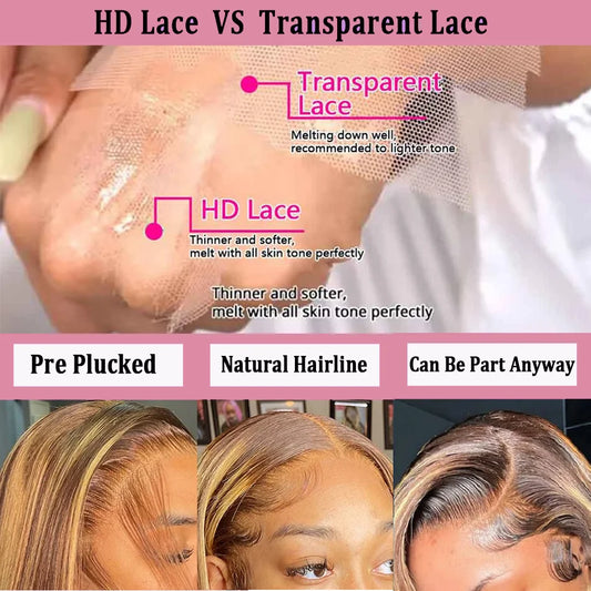 Highlight Straight Human Hair Wigs Brazilian Honey Brown Colored 13x4 Lace Front Wigs Preplucked 13X6 Lace Frontal Wigs