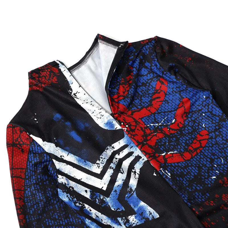 Kids Superhero Costume Spider Man Full Body Suit with Mask Role Play Outfit for Halloween Party Performance