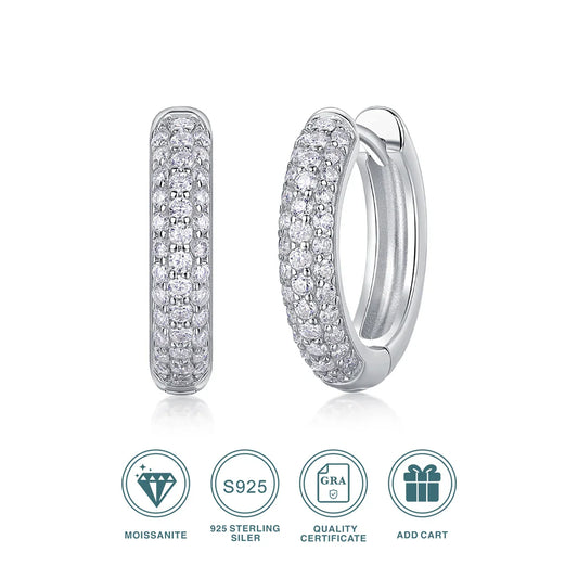D color moissanite stud earrings 925 silver 18K gold plated hoop earrings, women's wedding party jewelry with gift box