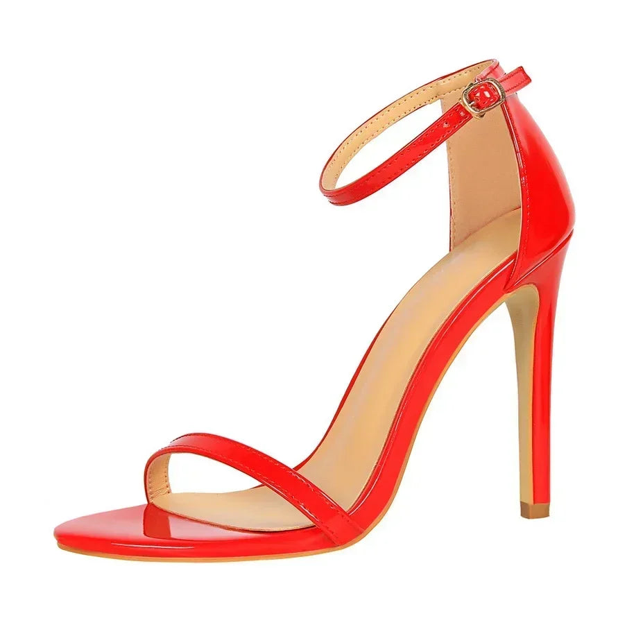 Women Gladiator Stiletto Classic Ankle Strap Holiday Beach Sandals Lady Fashion Suede 8cm 11cm High Heels Sexy Red Brown Sandles