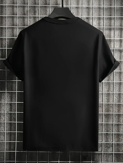 Men's summer 100% pure cotton fashionable casual loose Colombian architectural letter printed round neck short sleeved T-shirt
